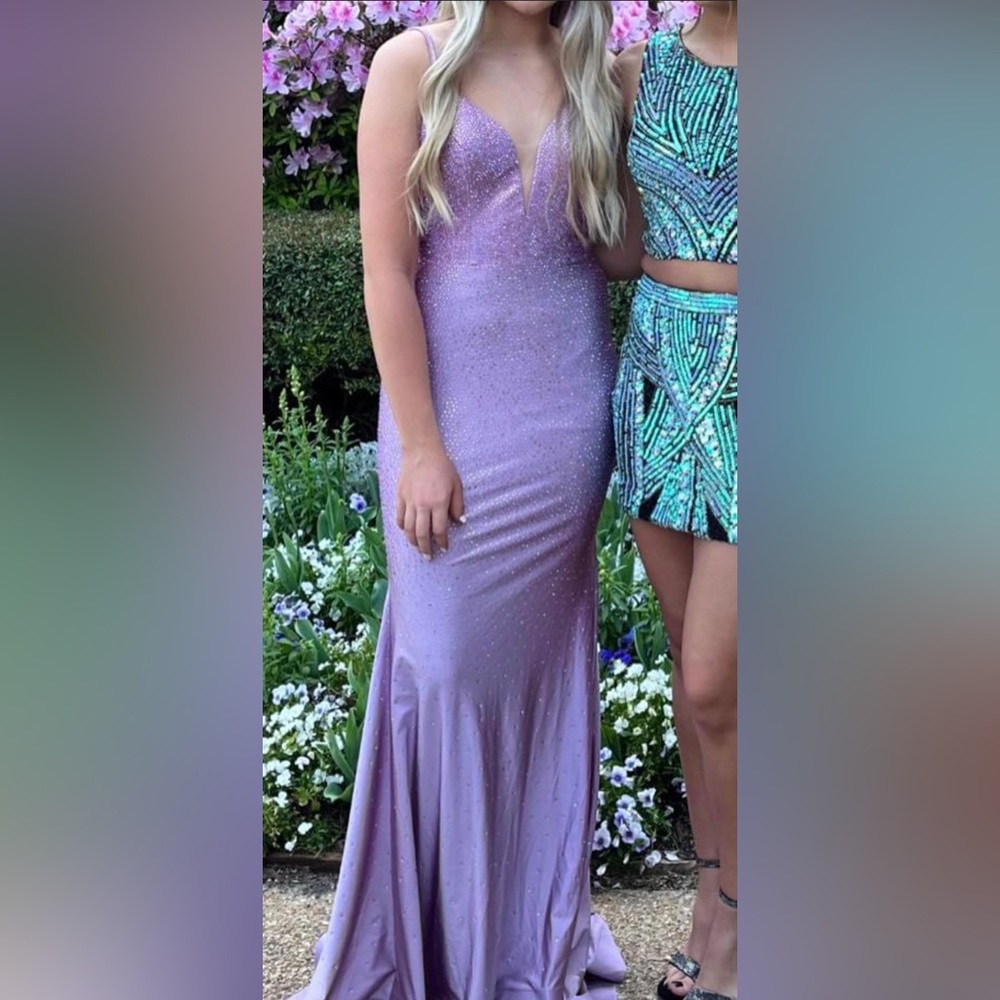Long purple sparkly dress!!
